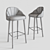 Elegant Velvet Brass Bar Chair 3D model small image 3