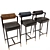 Modern Velvet and Leather Bar Chair 3D model small image 2