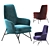 Vibrant Vasco Fabric Accent Chair 3D model small image 3