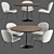 Marble Dining Table with Hiro Chairs 3D model small image 1