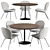 Marble Dining Table with Hiro Chairs 3D model small image 7