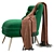 Luxury Emerald Velvet Lounger 3D model small image 2