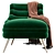 Luxury Emerald Velvet Lounger 3D model small image 3