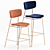 Retro Chic Metal Stool Set 3D model small image 1