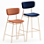 Retro Chic Metal Stool Set 3D model small image 4