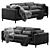 Elegant Four Hands Sofa 3D model small image 1