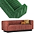 Emerald Conjure Channel Tufted Velvet Sofa 3D model small image 2
