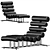 Modern Milo Baughman Chaise Lounge 3D model small image 6