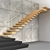 Modern Stairs 2 - Wood, Concrete & Glass 3D model small image 7