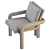 Elegant Carved Wood Lounge 3D model small image 5