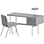 Mid-Century Office Set: Chair, Desk, Lamp 3D model small image 2
