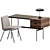 Mid-Century Office Set: Chair, Desk, Lamp 3D model small image 4