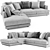 West Elm Haven Chaise: Modern Comfort in One 3D model small image 2