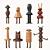 Funny Farm Wood Figurines: Whimsical Animal Madness 3D model small image 1