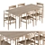 Rustic Wood Dining Set 22 3D model small image 1