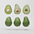 Versatile Avocado Set: 6 Varieties, Cutting Board & Plate 3D model small image 5