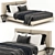 Sleek Ivory Bed 3D model small image 1