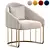 Luxury Gold Velvet Accent Chair 3D model small image 1