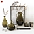 Elegant Glass Vase Decor Set 3D model small image 1