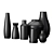 Sleek Black Ceramic Vases 3D model small image 1