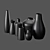 Sleek Black Ceramic Vases 3D model small image 2