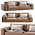 Luxury Dianne Cross Leather Sofa 3D model small image 4
