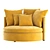 Mustard Velvet 2-Seater Sofa 3D model small image 2