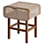 Retro Teak Cane Accent Table: Stylish Storage Solution 3D model small image 1