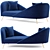 Luxury Nolan Velvet Chaise Lounge 3D model small image 1