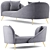 Luxury Nolan Velvet Chaise Lounge 3D model small image 2