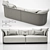 Elegant Bentley Home Ramsey Sofa 3D model small image 2