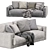 Luxury Blanche Katarina 2-Seater Sofa 3D model small image 4