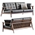 Mid-Century Wood Leather Sofa 3D model small image 3