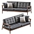 Mid-Century Wood Leather Sofa 3D model small image 4