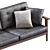 Mid-Century Wood Leather Sofa 3D model small image 6