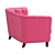 Pretty Pink Velvet Sofa 3D model small image 3