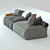 Modular Sofa with Nubuck Armrests & Glass Coffee Table 3D model small image 2