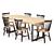 Modern Pin Dining Table Set 3D model small image 1