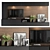 Modern Black and Wood TV Wall 3D model small image 2