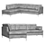 Elegant Gray Velvet Sofa 3D model small image 1