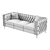 Luxury Leather Square Arm Sofa 3D model small image 4