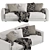 Luxurious Katarina Blanche Velvet Sofa 3D model small image 4