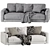 Luxurious Katarina Blanche Velvet Sofa 3D model small image 7