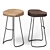 Rustic Metal and Wood Bar Stools 3D model small image 1