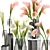 Garden Calla Bouquet in Glass Vase 3D model small image 3