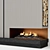 Contemporary Fireplace with Wood Storage 3D model small image 3