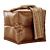 Berkeley Leather Pouffe: Interlocking Squares 3D model small image 2