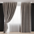 Title: Elegant Curtain Set with Sheer Fabric 3D model small image 1