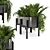 Metal & Stone Pot Outdoor Combo: Bushes & Trees Set 115 3D model small image 5