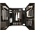 Modern P-Shaped Wardrobe 3D model small image 1